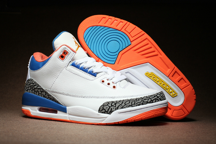 Nike Air Jordan 3 White Cement True Blue Orange